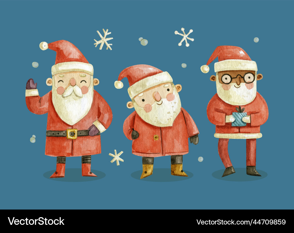 Aquarell santa claus Zeichen Sammlung Aquarell santa claus Zeichen Sammlung vektorbild