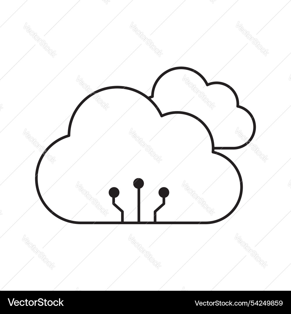 Cloud computing and ai chip icon design machine vector image