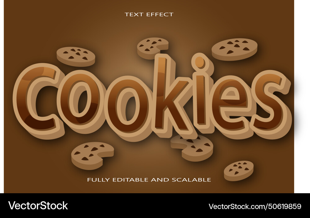 Cokies editable text effect 3 dimension emboss Cokies editable text effect 3 dimension emboss vector image