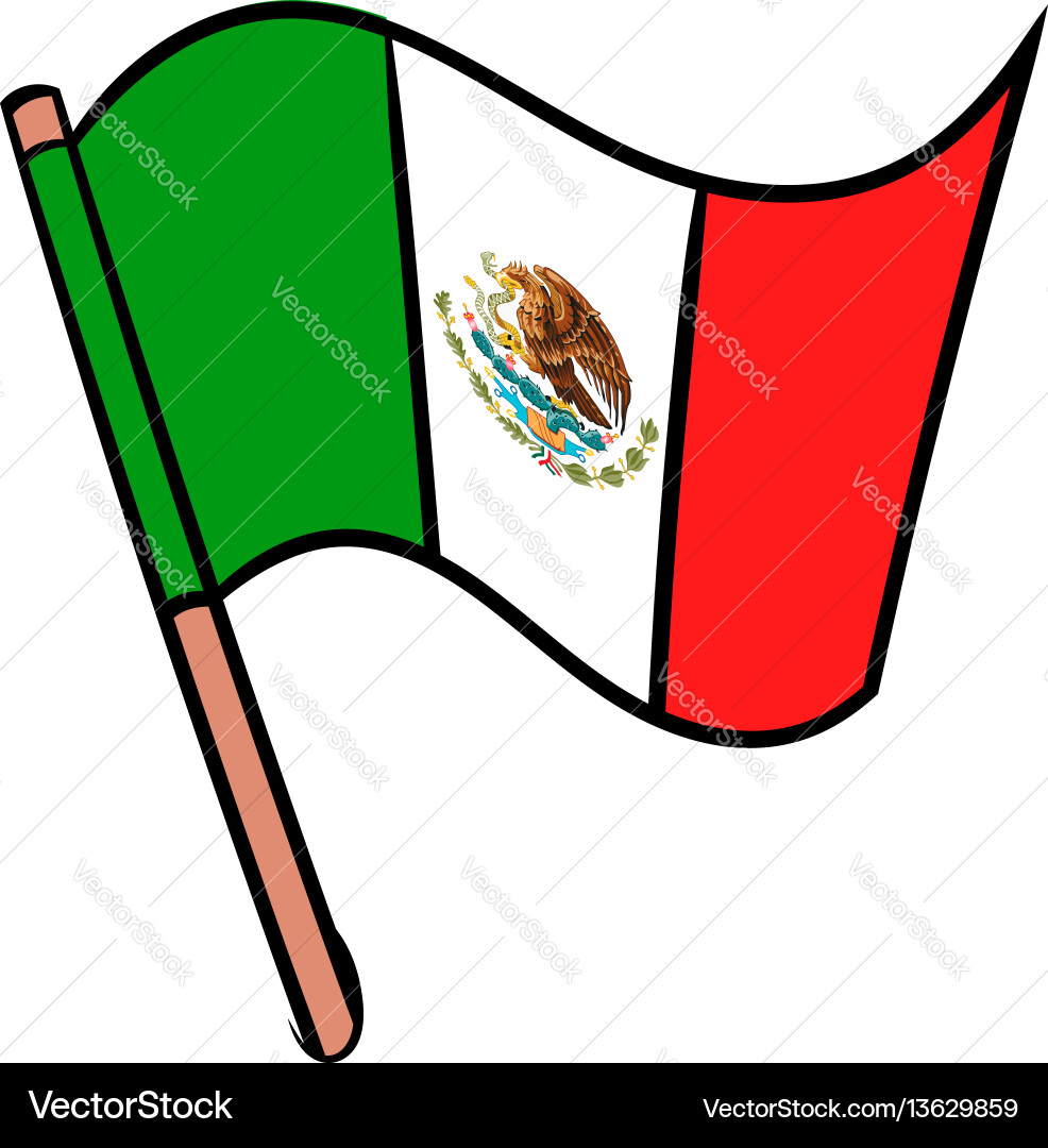 Flag of mexico icon cartoon Flag of mexico icon cartoon vector image