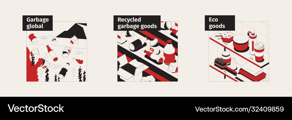 Garbage isometric set vector image