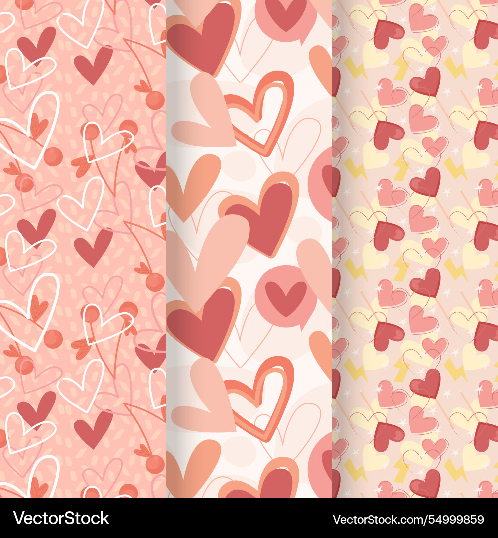Heart pattern collection in flat design Vector Image
