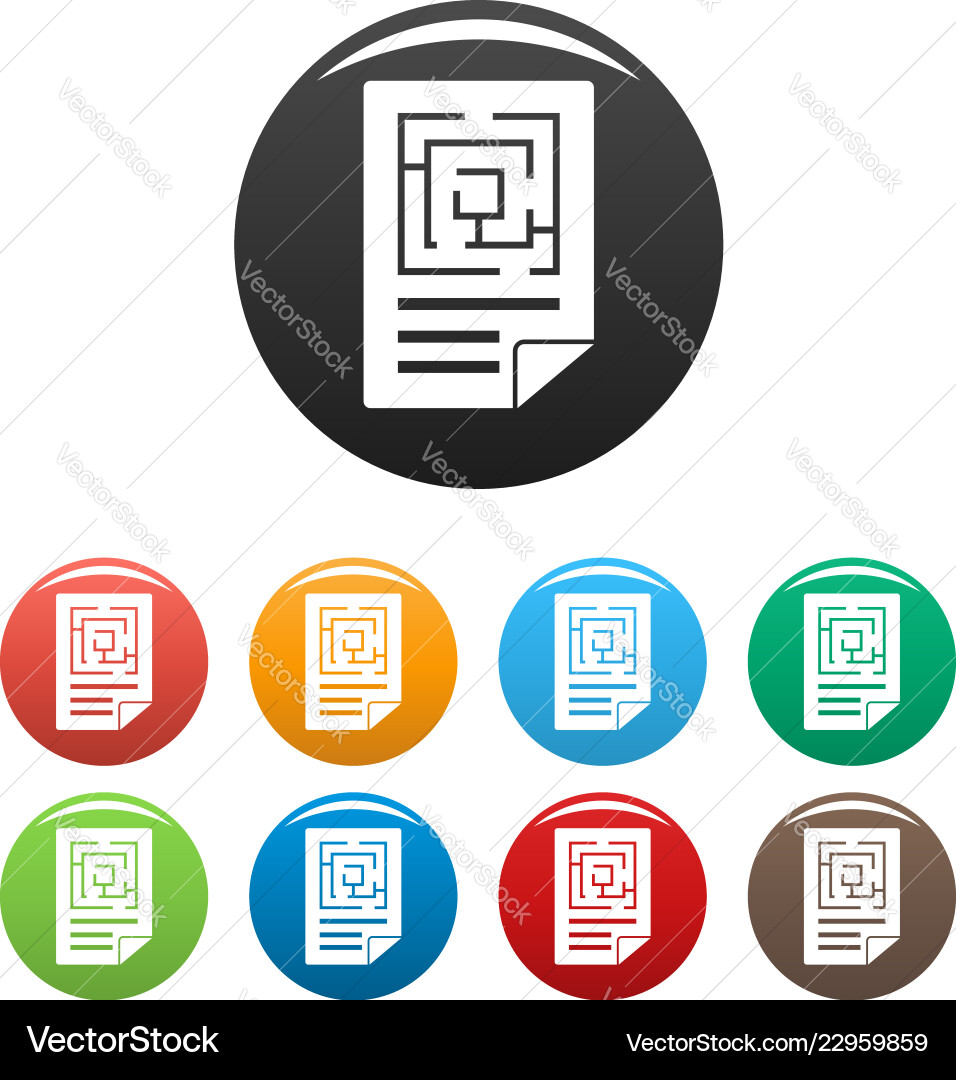 Labyrinth solution icons set color vector image