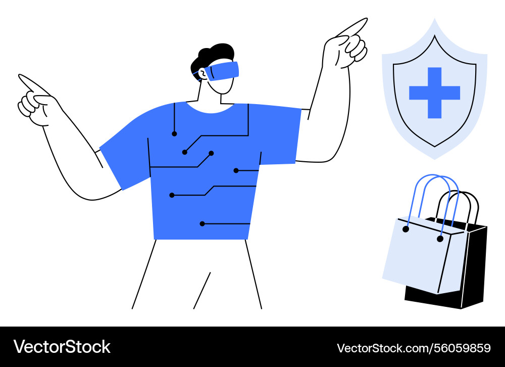 Man using vr headset for technology exploration Man using vr headset for technology exploration vector image
