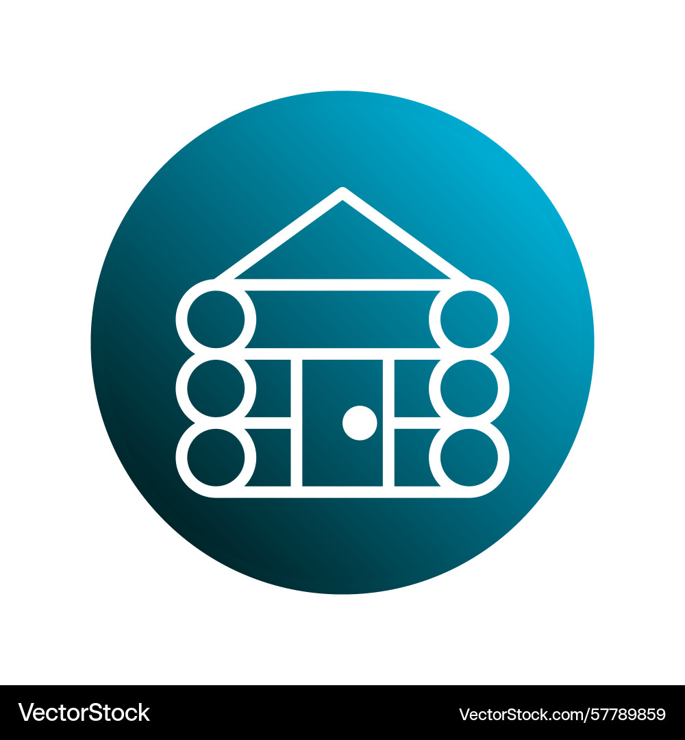 Minimalist log cabin with a circular background Minimalist log cabin with a circular background Vector Image