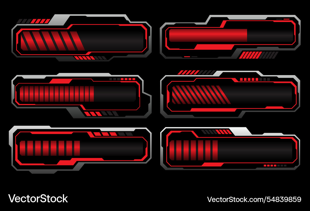Set of black metallic red data progress user Set of black metallic red data progress user vector image