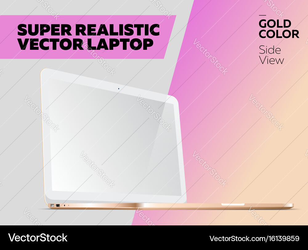 Super realistic notebook with blank screen Vector Image