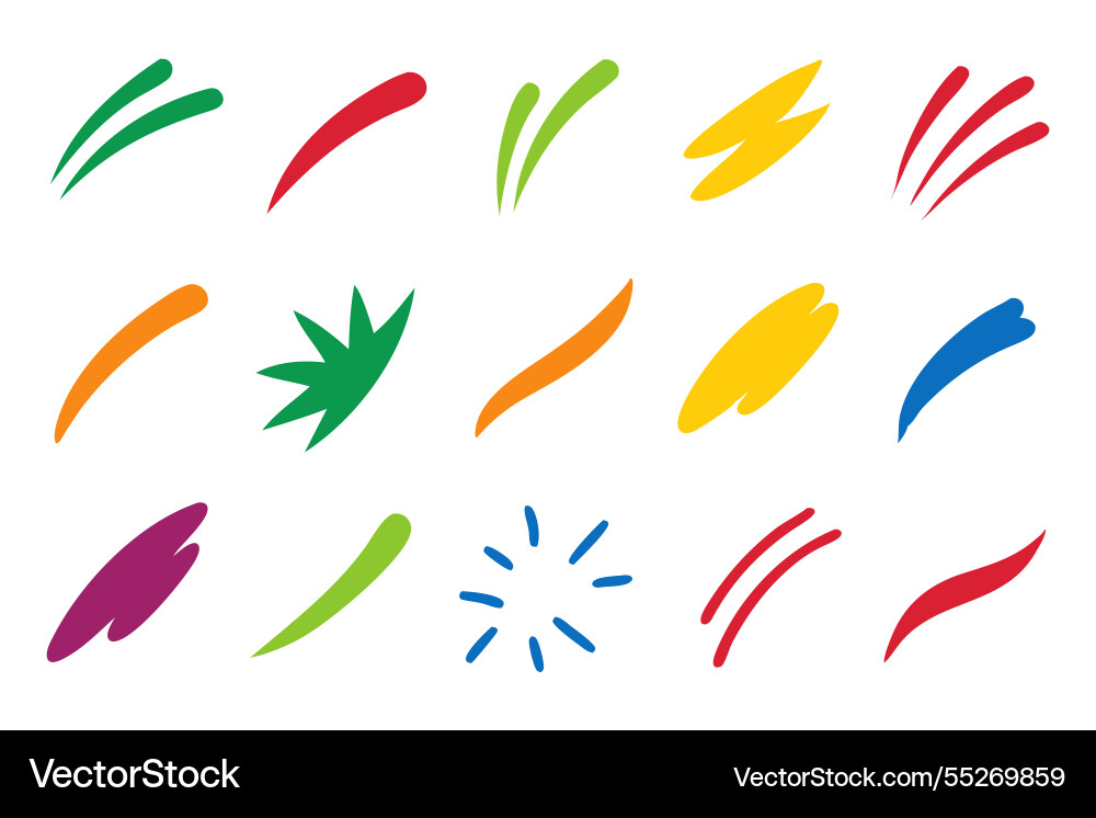 Vibrant array of colorful brush strokes displayed Vibrant array of colorful brush strokes displayed vector image