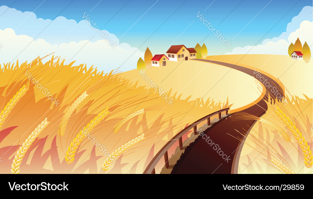 Wheat Field Landscape Royalty Free Vector Image