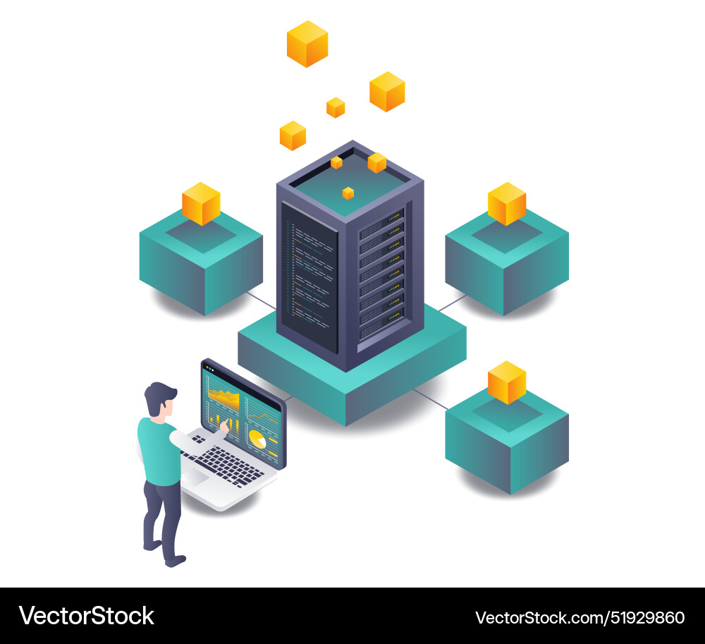 Arbeiter verarbeiten Datenanalyse von Blockchain Arbeiter verarbeiten Datenanalyse von Blockchain vektorbild