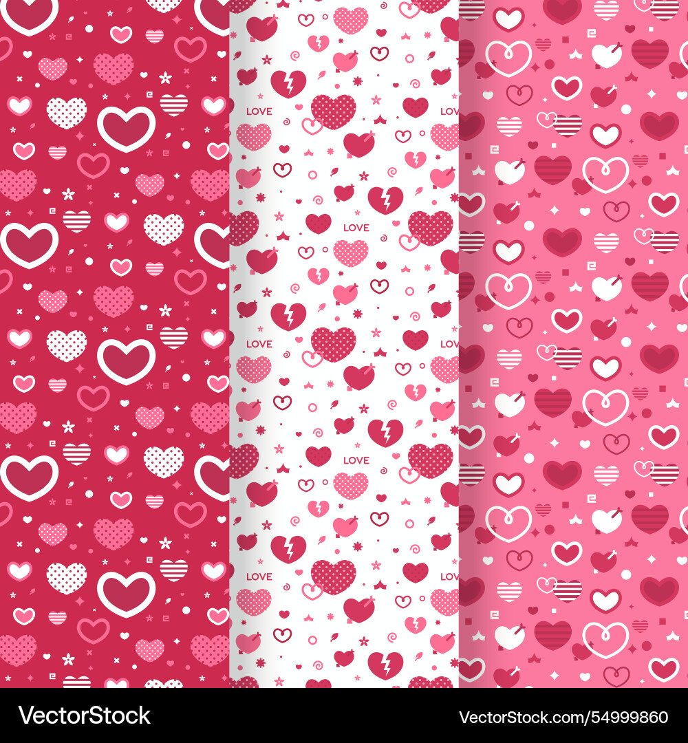 Heart pattern collection in flat design Vector Image