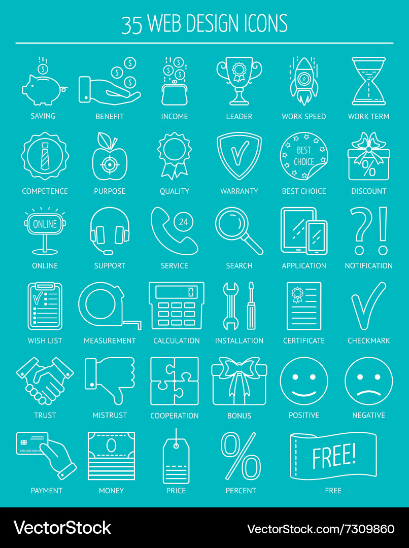 Linear web design icons line for business Vector Image