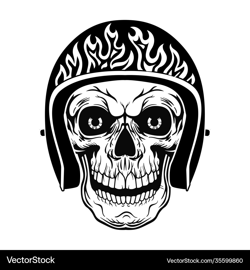 Vintage skull in helmet with flame vector image