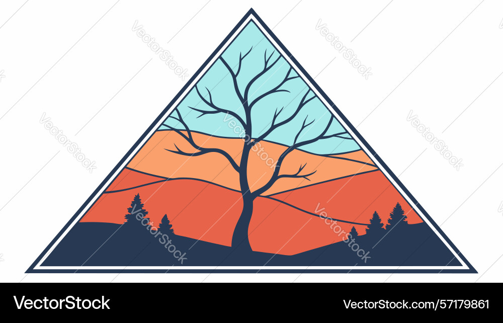 Autumn tree in geometric triangle abstract Vector Image