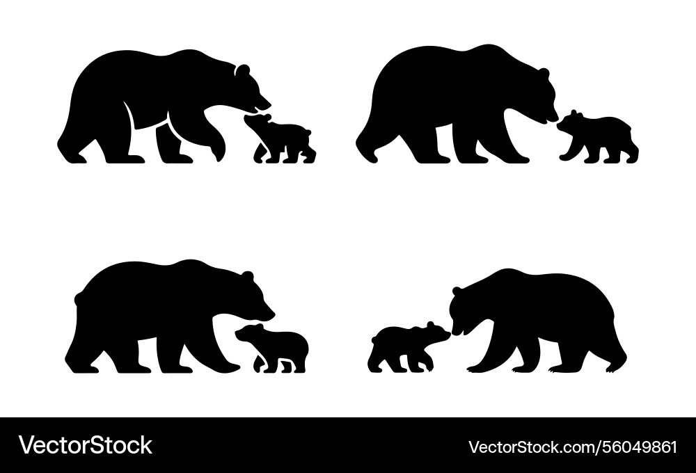 Bear Family Silhouette Vector Image