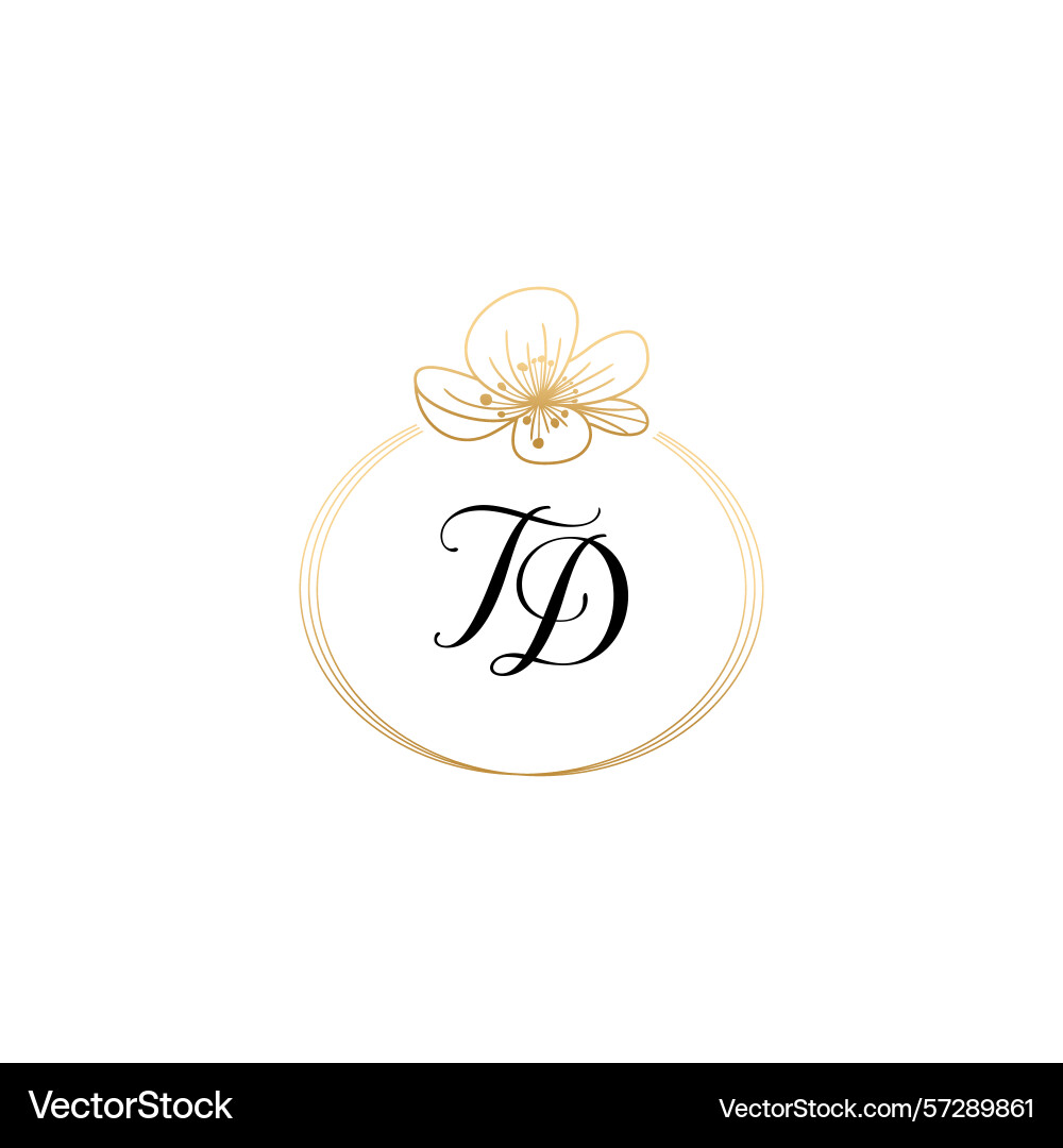 Botanical monogram logos with initial td vector image