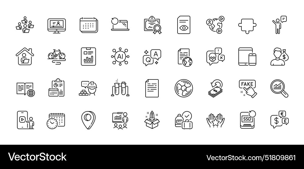 Calendar time document and build line icons pack Calendar time document and build line icons pack vector image