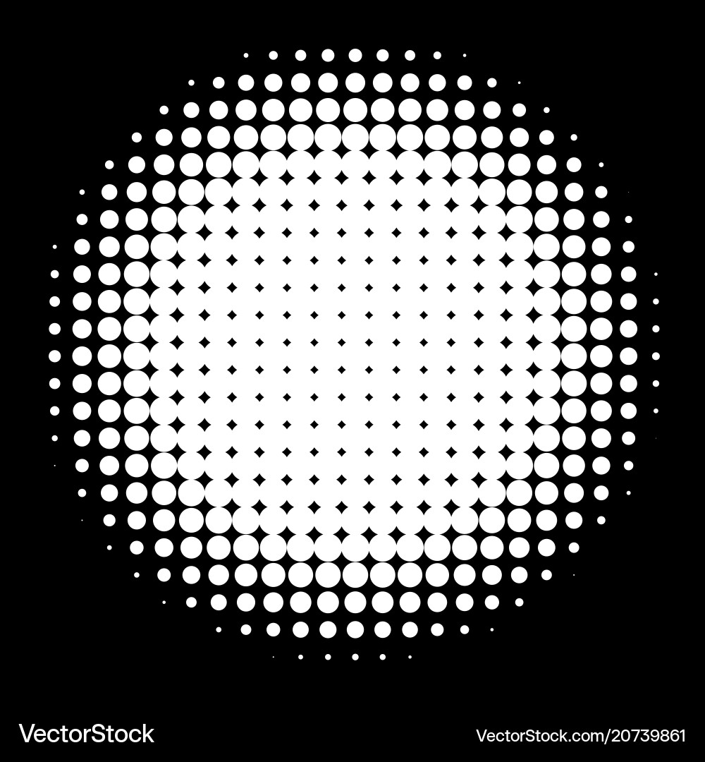 Circle in halftone dot pattern vector image