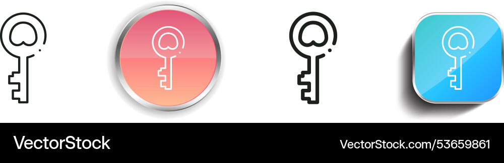 Door key icon thin linear regular and button vector image