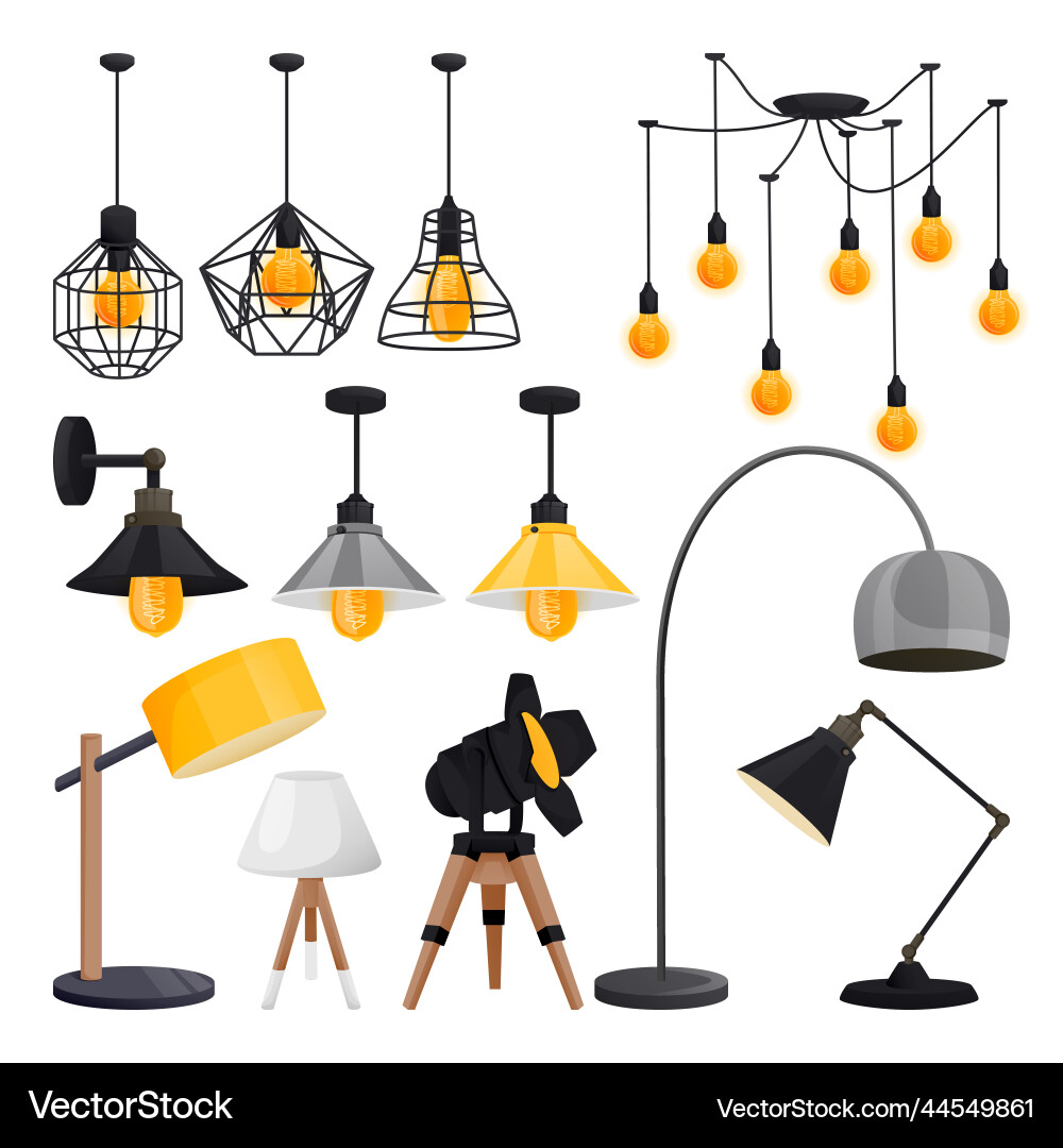 Elektrische Lampen Sammlung Loft Glühlampen Elektrische Lampen Sammlung Loft Glühlampen vektorbild