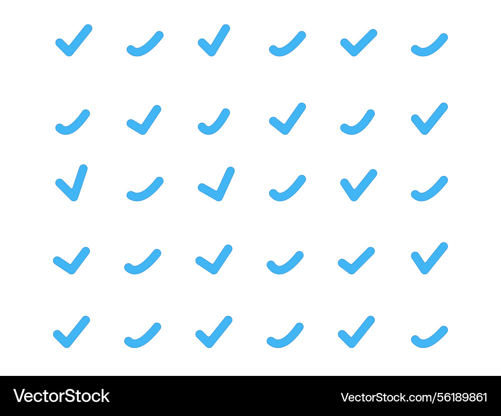 Minimal blue check mark pattern icon set Minimal blue check mark pattern icon set vector image