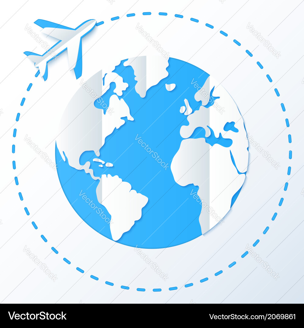 Paper Airplane Flying Around Earth Vector Image