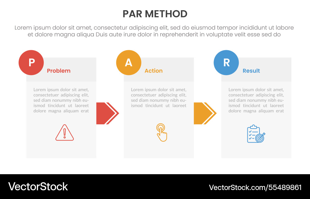 Par method infographic 3 point with box Par method infographic 3 point with box Vector Image