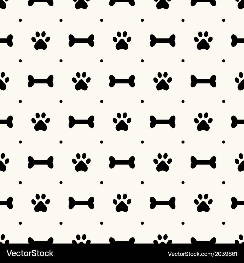 Paw Print and Bone Seamless Pattern Vector Image