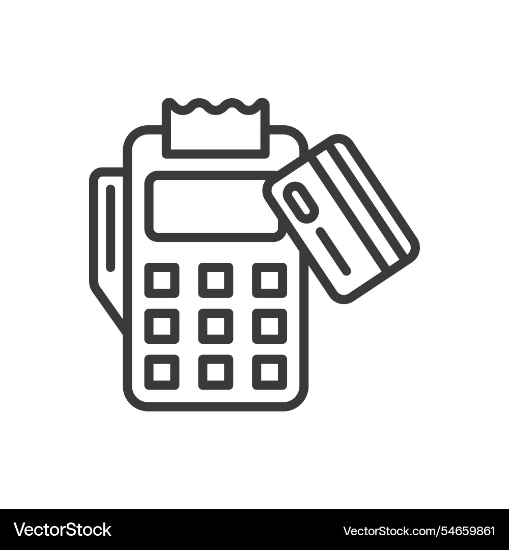 Payment terminal with cart icon in line design vector image