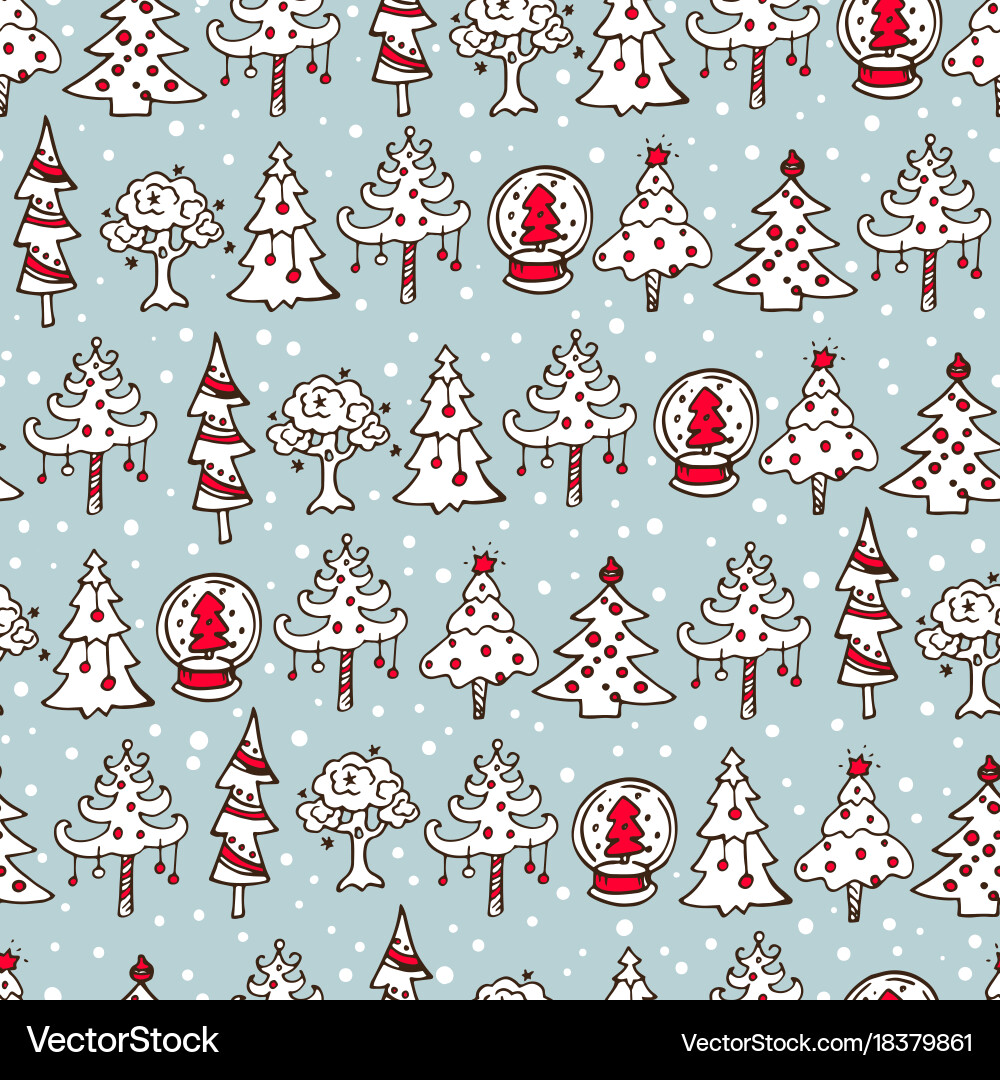 Seamless christmas pattern with trees vector image