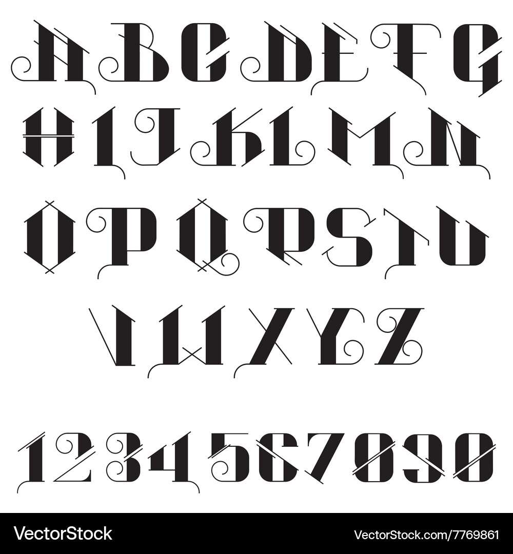 Set of letters and numbers Vector Image