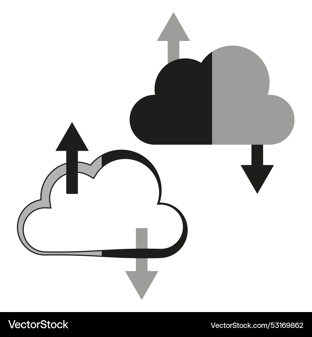 Cloud computing upload and download icons data Cloud computing upload and download icons data vector image