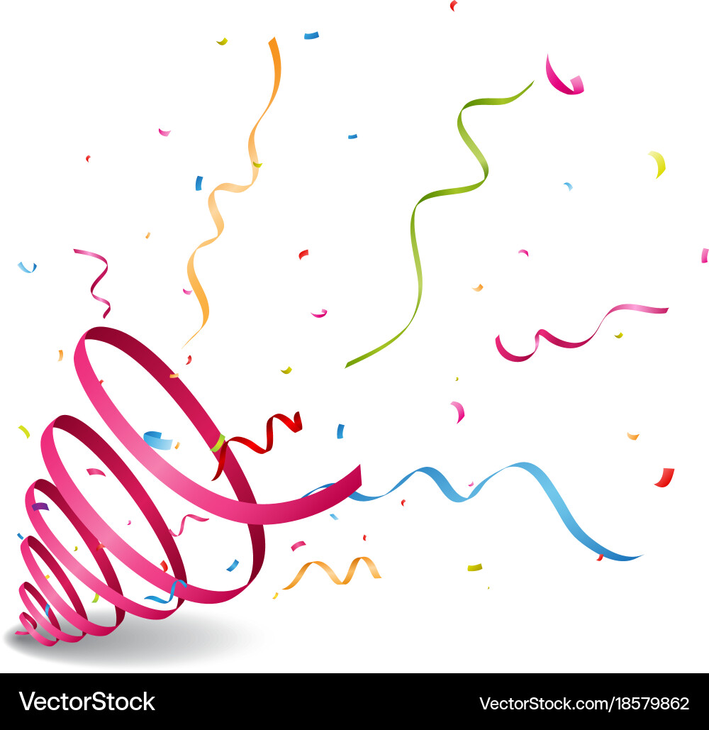 Exploding Party Popper with Confetti vector image