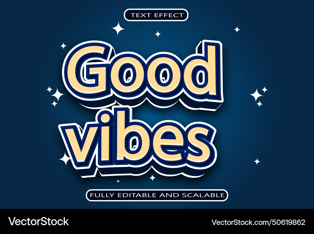 Good vibes editable text effect 3 dimension Good vibes editable text effect 3 dimension vector image
