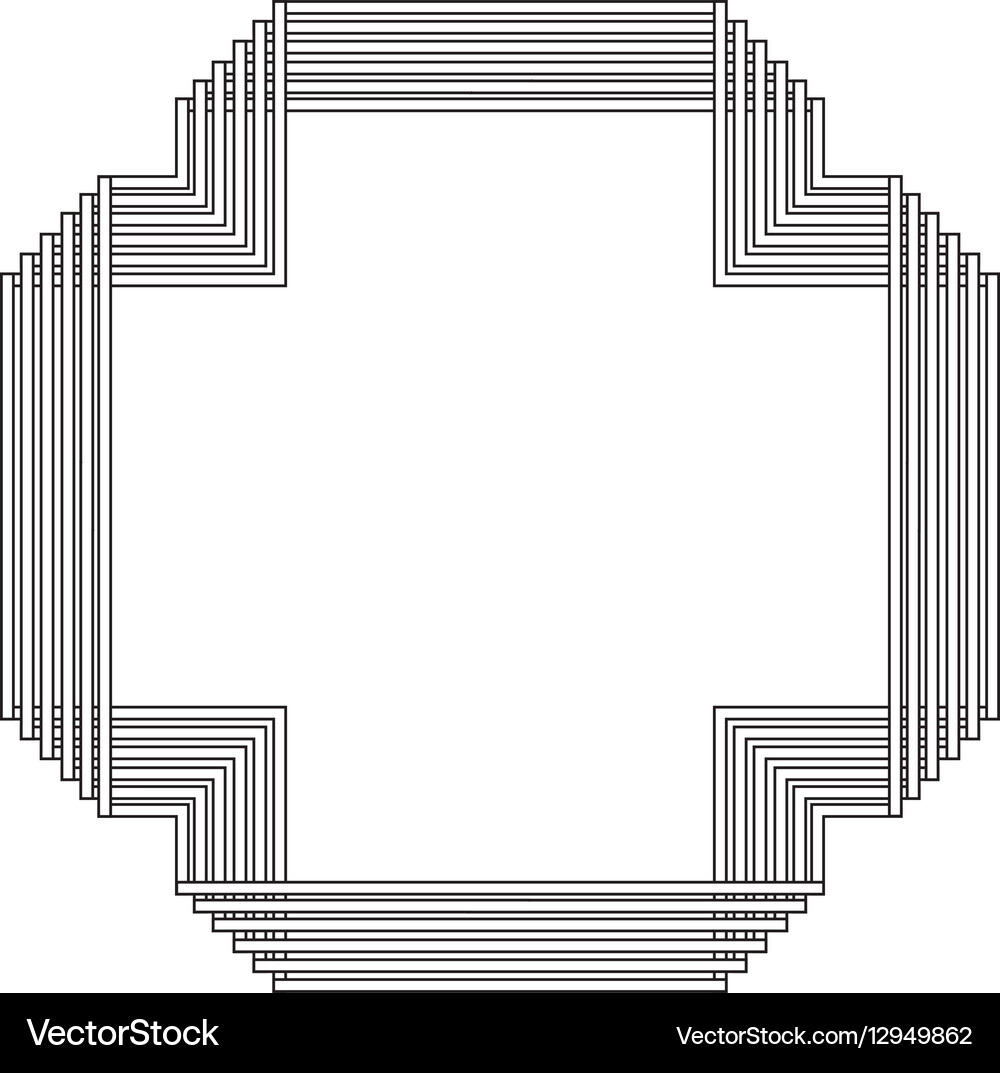 Grayscale pattern with art deco frame Vector Image