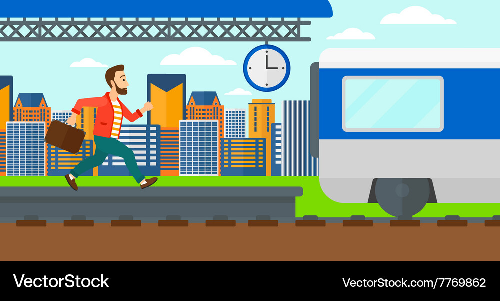 Man running along the platform Vector Image