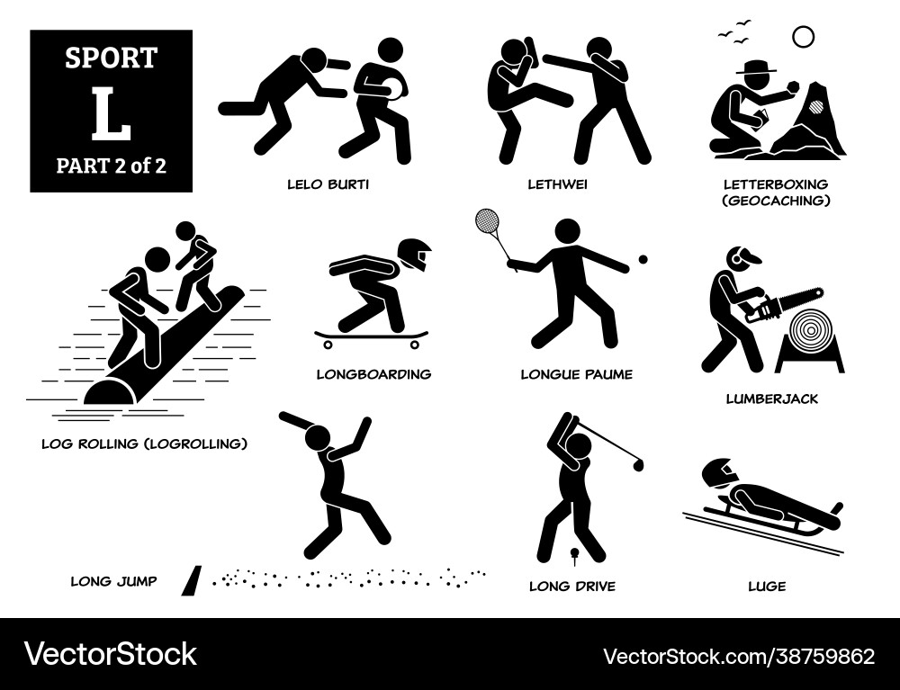 Sport games alphabet l icons pictograph lelo burti Sport games alphabet l icons pictograph lelo burti vector image