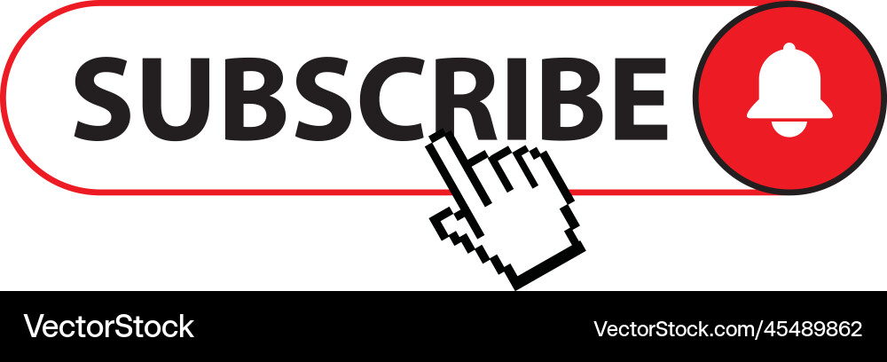 Subscribe Bell Button with Hand Cursor vector image