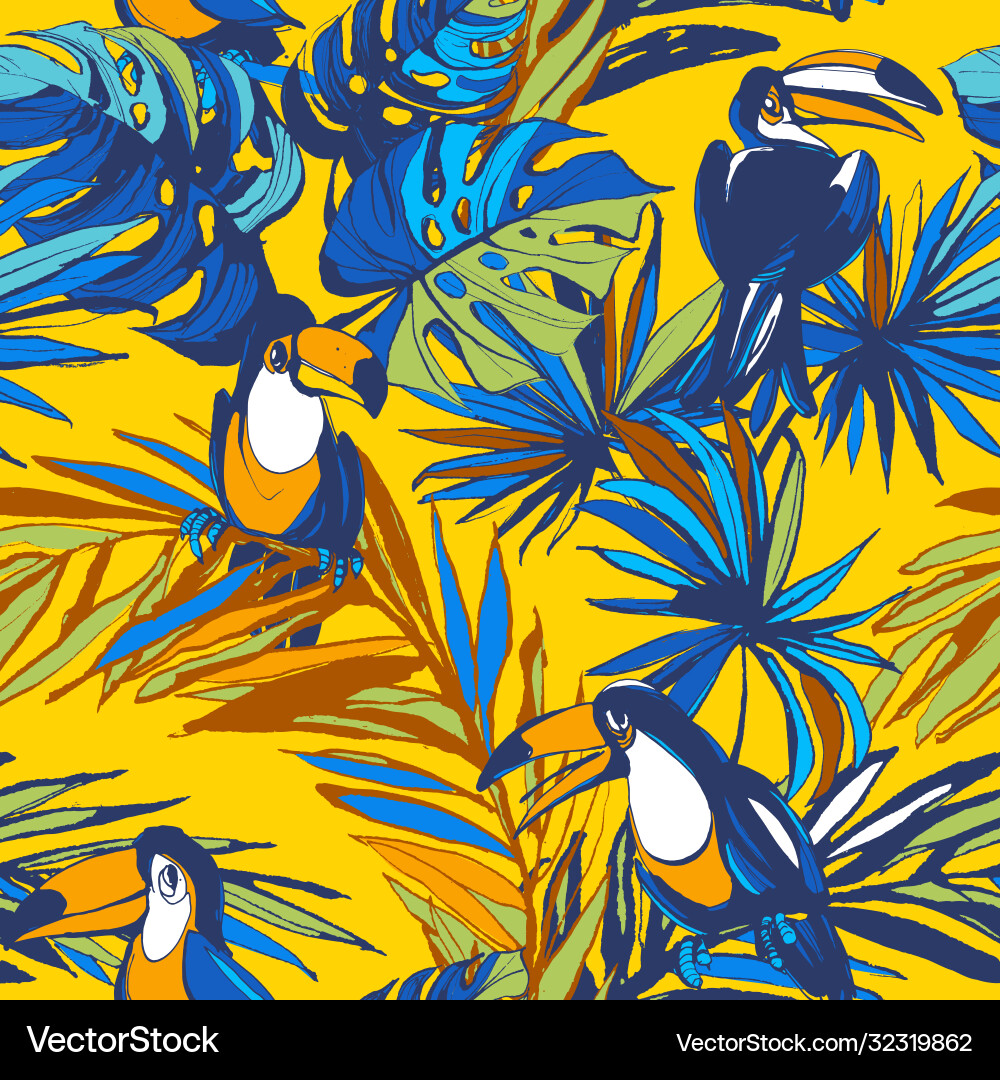 Tropical Palm Seamless Pattern Vector Image