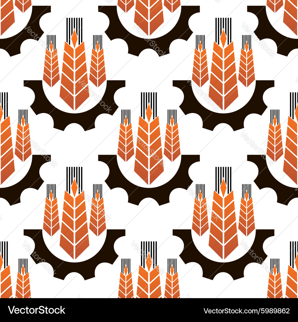 Wheat Gears Seamless Pattern vector image