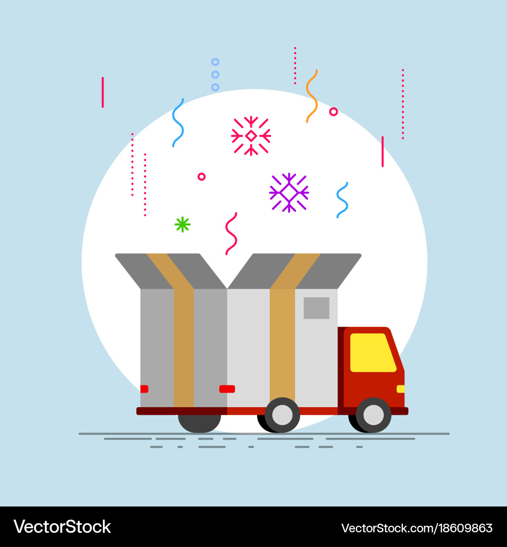 Abstract delivery truck with open box container vector image