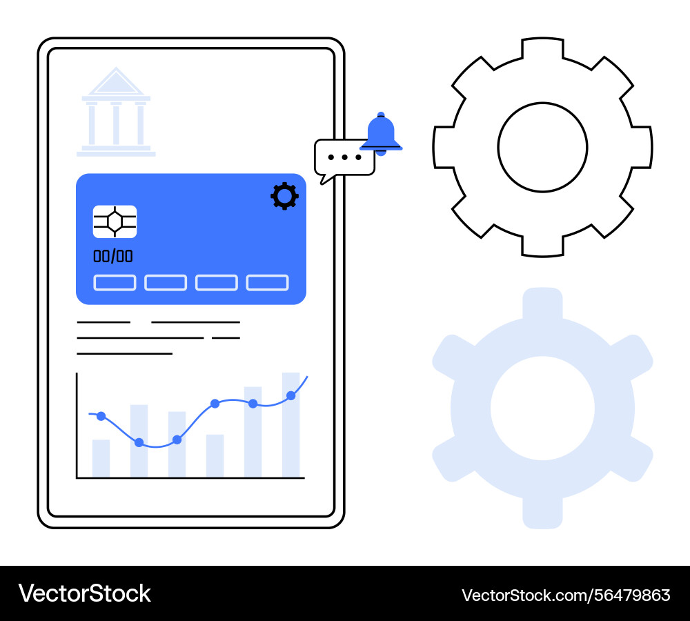 Digital banking interface with analytics graph Digital banking interface with analytics graph vector image