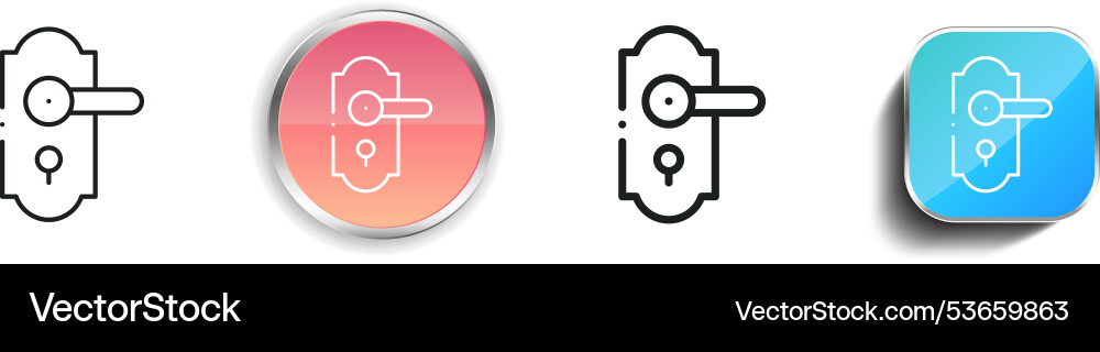 Door lock icon thin linear regular and button Door lock icon thin linear regular and button vector image