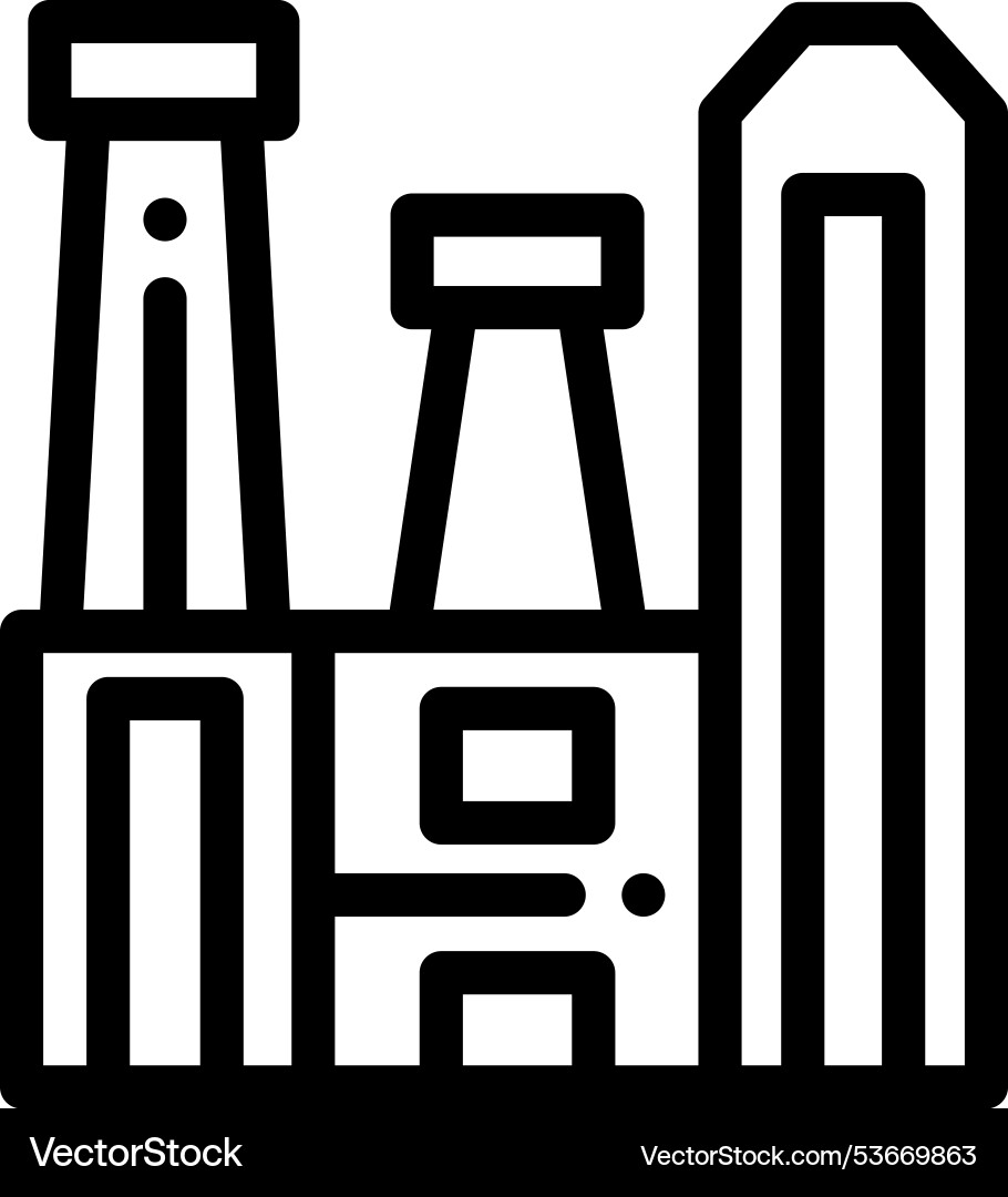 Factory icon thin linear style design isolated Factory icon thin linear style design isolated Vector Image