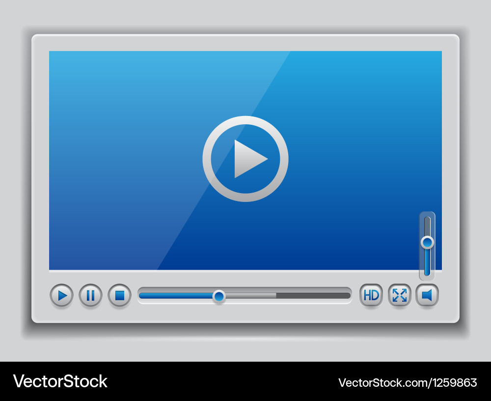 Glossy Video Player UI vector image