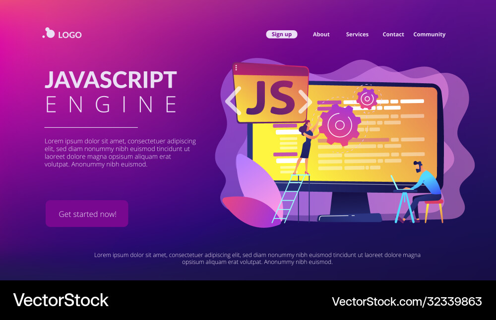 Javascript concept landing page Javascript concept landing page vector image