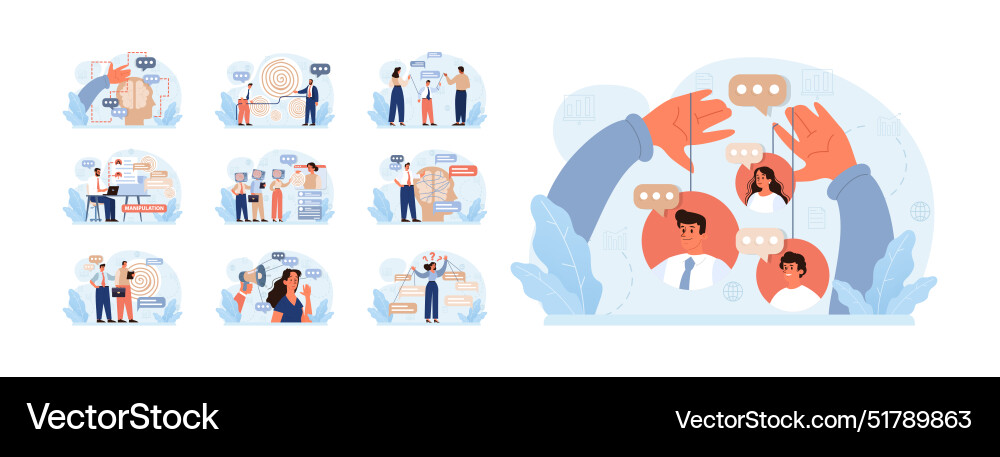 Manipulation set psychological control method Manipulation set psychological control method vector image