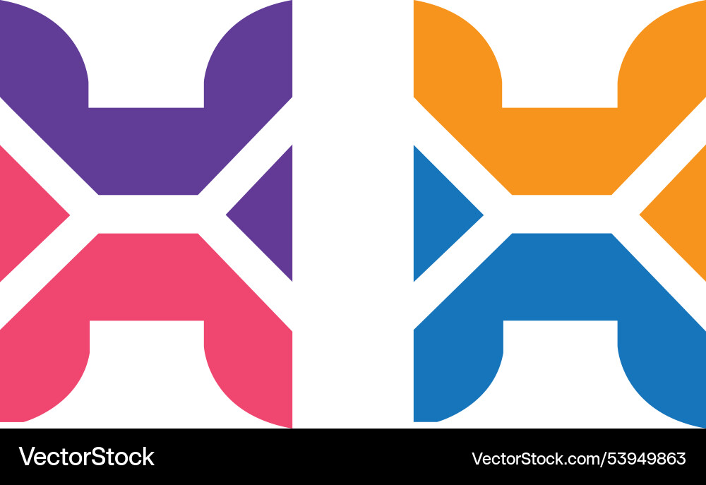 Overlapping one line letter h logotype curve roun Overlapping one line letter h logotype curve roun Vector Image