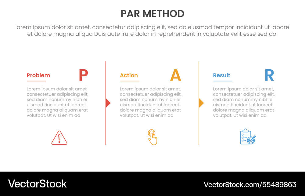 Par method infographic 3 point with column Par method infographic 3 point with column Vector Image