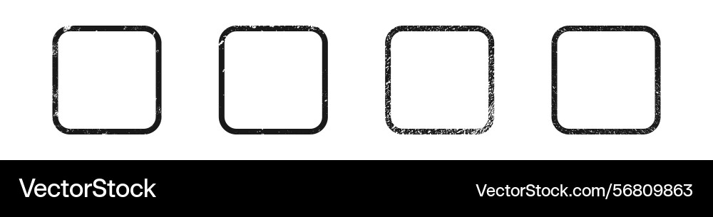 Set of grunge borders in rounded square form Vector Image